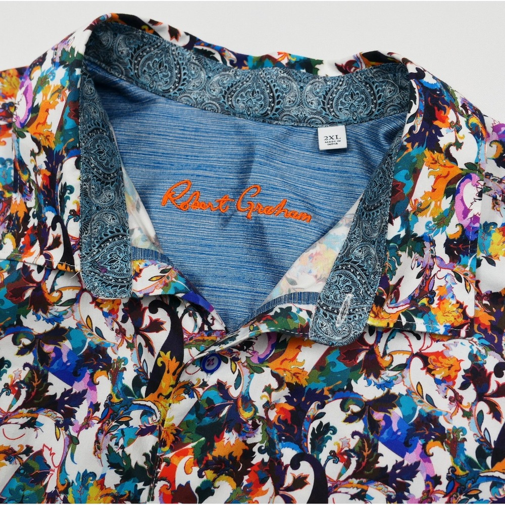 Robert Graham Mens 2XL Multi Color Abstract Paisley Button Down Shirt L/S - Picture 7 of 10